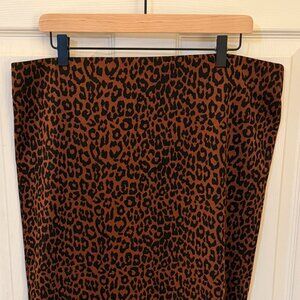 LOFT Leopard Knit Pencil Skirt Elastic Waist XL